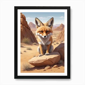 Vintage Fox In The Desert Art Print