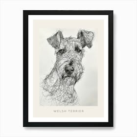 Welsh Terrier Dog Line Sketch 2 Poster Art Print