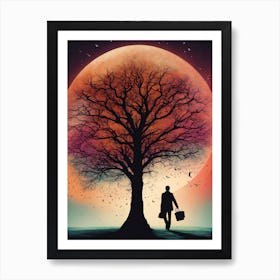 Moon And The Tree Art Print