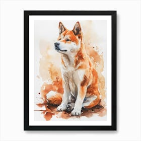 Akita Watercolor Painting 3 Art Print