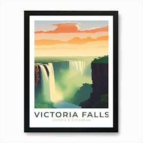 Zimbabwe & Zambia Victoria Falls Travel Art Print