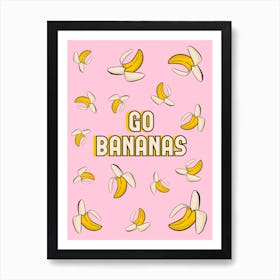 Go Bananas Pattern on Pink Art Print