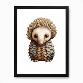 Watercolour Jungle Animal Baby Pangolin 1 Art Print