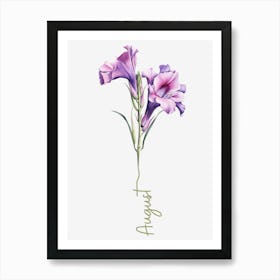 Gladiolus Birth Flower Birth Month Botanical Art Print