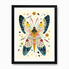 Colourful Insect Illustration Lacewing 1 Art Print