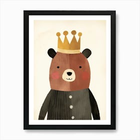 Little Brown Bear 3 Wearing A Crown Art Print