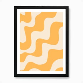 Yellow And White Wavy Pattern Art Print