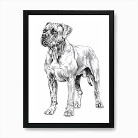 Boxer Dog Line Sketch 3 Art Print