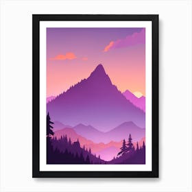 Misty Mountains Vertical Composition In Purple Tone 41 Art Print