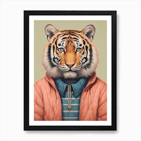 Tiger Illustrations Wearing A Shirt And Hoodie 5 Art Print