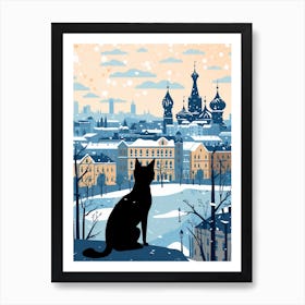 Moscow, Russia Skyline With A Cat 2 Art Print