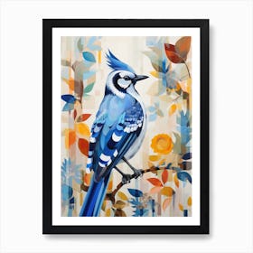 Bird Painting Collage Blue Jay 2 Art Print