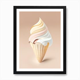 Ice Cream Dessert Neutral Abstract Illustration Flower Art Print