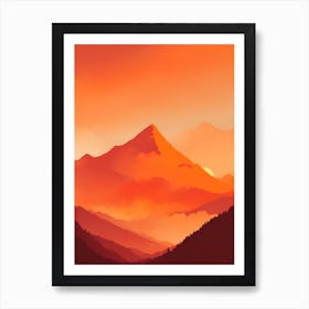 Misty Mountains Vertical Composition In Orange Tone 366 Art Print