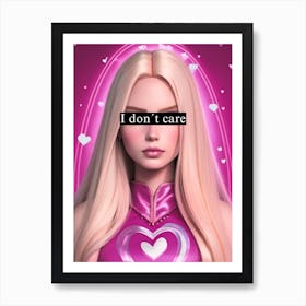 I don't care blond girl Art Print