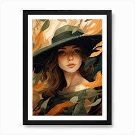 Autumn Girl In A Hat Art Print