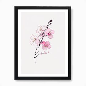 Cherry Blossom Floral Minimal Line Drawing 1 Flower Art Print