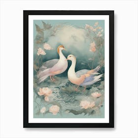 Two Ducks In The Water Art Print