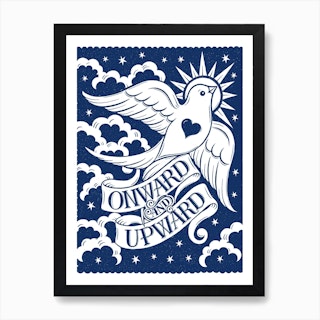 Blue Onward And Upward Bird Art Print