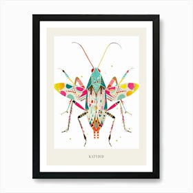 Colourful Insect Illustration Katydid 2 Poster Art Print