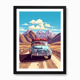 A Fiat 500 In The Andean Crossing Patagonia Illustration 1 Art Print