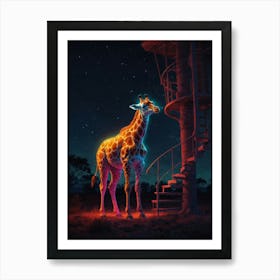 Neon Giraffe 5 Poster