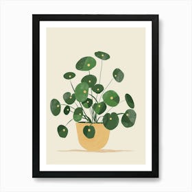 Pilea Plant Minimalist Illustration 6 Art Print