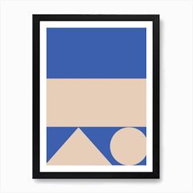 Geometric Shapes In Blue And Beige Art Print