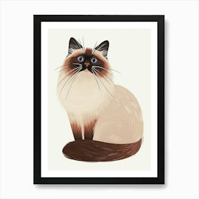 Birman Cat Clipart Illustration 1 Art Print