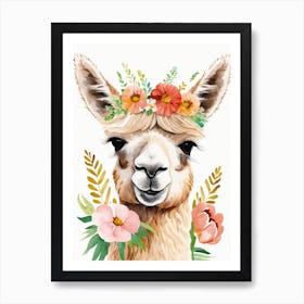 Baby Alpaca Wall Art Print With Floral Crown And Bowties Bedroom Decor (29) Art Print