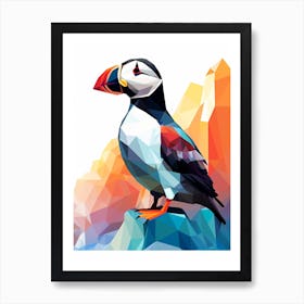 Colourful Geometric Bird Puffin 4 Art Print