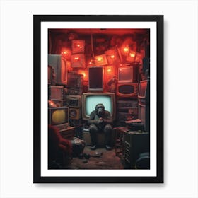 Monkey TV Art Print