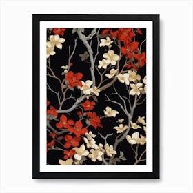 Winter Jasmine 1 William Morris Style Winter Florals Art Print