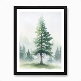 Redwood Tree Atmospheric Watercolour Painting 1 Art Print