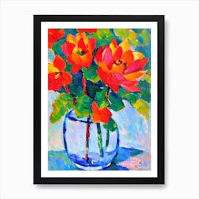 Lotus Floral Abstract Block Colour 1 Flower Art Print