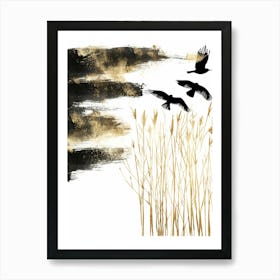 Crows In The Grass Art Print