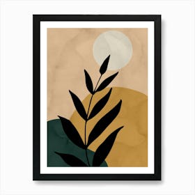 Sunset With A Leaf Art Print