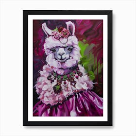 Animal Party: Crumpled Cute Critters with Cocktails and Cigars Llama Art Print