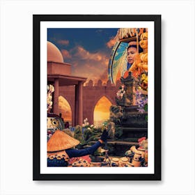 Retro Deity Collage Art Print