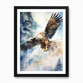 Snowy Eagle Watercolour 1 Art Print
