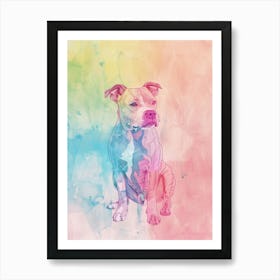 Pastel Staffordshire Bull Terrier Dog Pastel Line Illustration 2 Art Print
