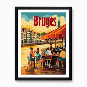 Aihrgdesign A 1970s Inspired Travel Poster For Bruges 1 Art Print