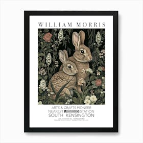 William Morris Print Rabbit With Bunny Portrait Valentines Mothers Day Gift Art Print