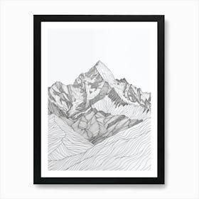 Annapurna Nepal Line Drawing 2 Art Print