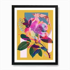 Rose 7 Neon Flower Collage Art Print