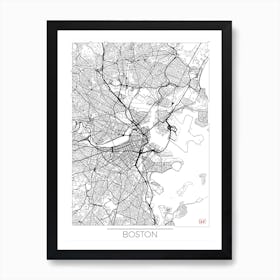 Boston Map Minimal Line Art Print