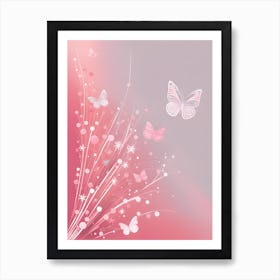 Pink Butterflies VECTOR ART 1 Art Print