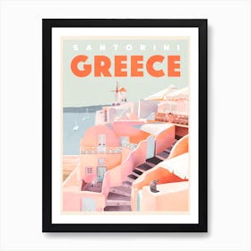 Vintage Travel Santorini Greece Art Print