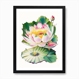 Lotus Flower In Garden Decoupage 2 Art Print
