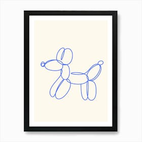 Contemporary Line Drawing Dog Blue  Art Print